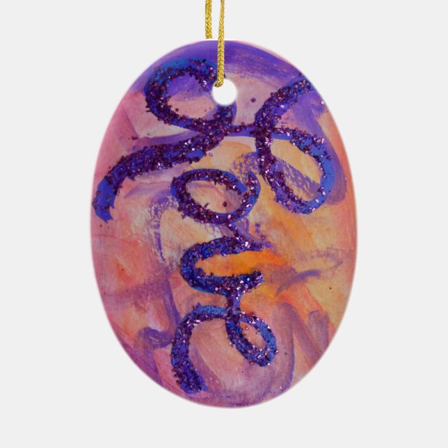 Love Sunset Twilight Painting Ornament (Back)
