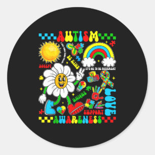Love support accept autistic autism awareness classic round sticker