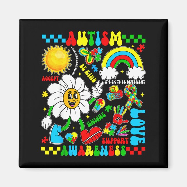 Love support accept autistic autism awareness magnet (Front)