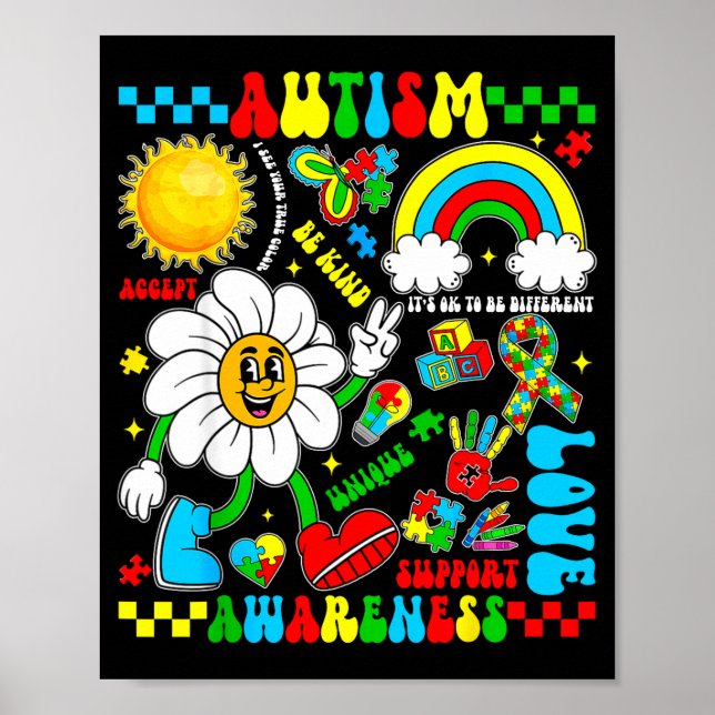 Love support accept autistic autism awareness poster (Front)