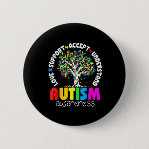 Love Support Accept Understand Autism Awareness  6 Cm Round Badge