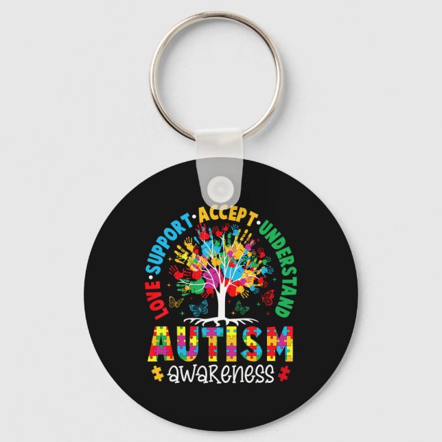Love Support Accept Understand Autism Awareness Ac Key Ring (Front)