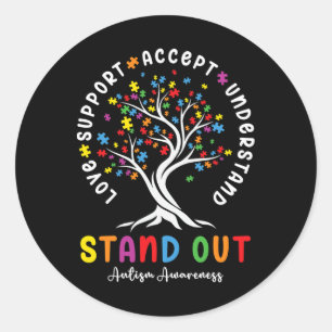 Love Support Accept Understand Autism Awareness Au Classic Round Sticker