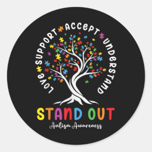 Love Support Accept Understand Autism Awareness Au Classic Round Sticker