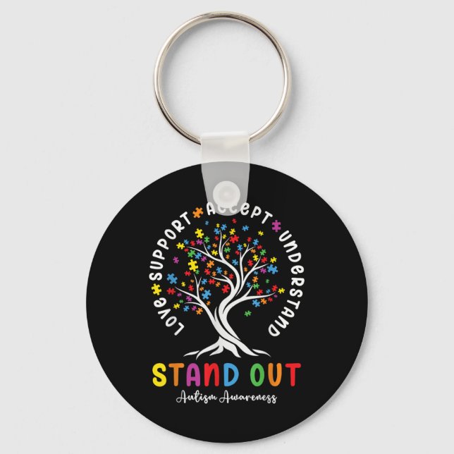 Love Support Accept Understand Autism Awareness Au Key Ring (Front)
