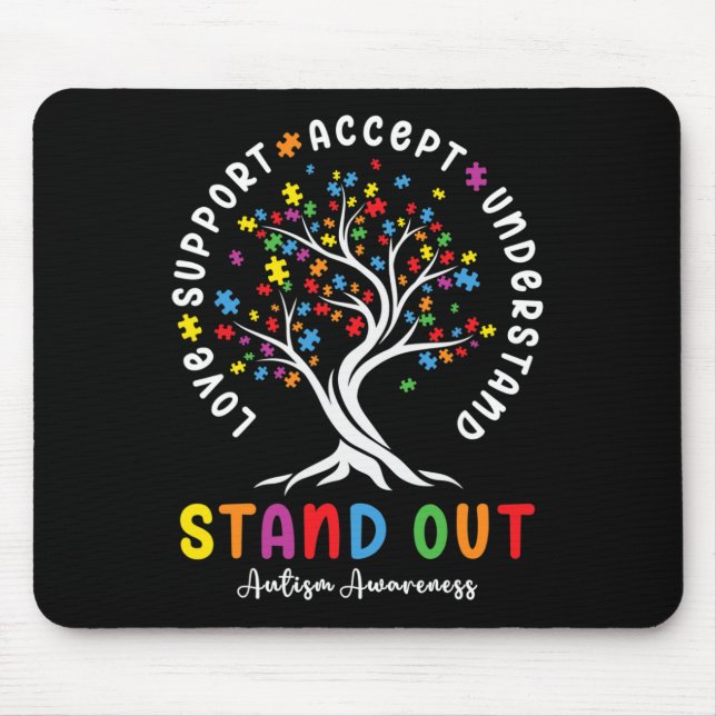 Love Support Accept Understand Autism Awareness Au Mouse Pad (Front)