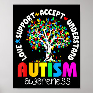 Love Support Accept Understand Autism Awareness  Poster