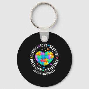 Love support accptance autism awareness heart key ring