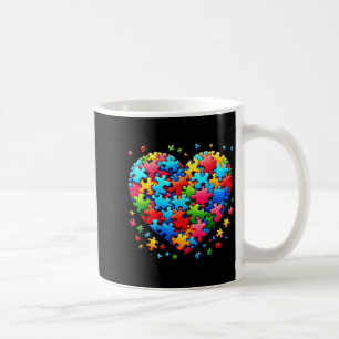 Love support heart puzzle men women kids autism coffee mug