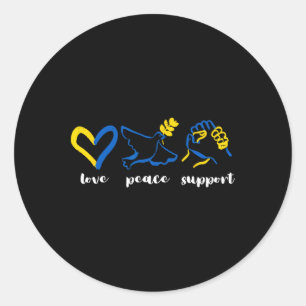 Love Support Peace Ukraine Awareness Heart Unity M Classic Round Sticker