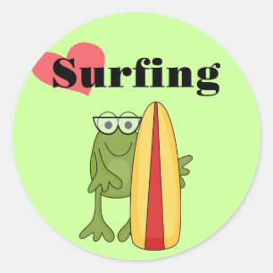 Love Surfing Frog T-shirts and Gifts Classic Round Sticker