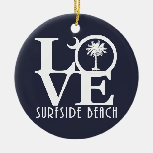 LOVE Surfside Beach Ceramic Tree Decoration (Front)