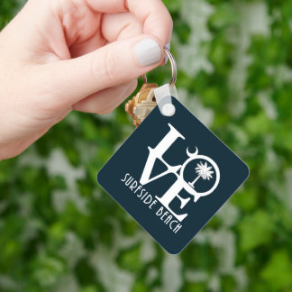 LOVE Surfside Beach SC House Flag Key Ring