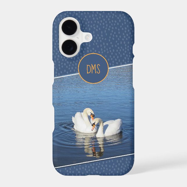 Love Swans Blue Monogram Phone Case (Back)