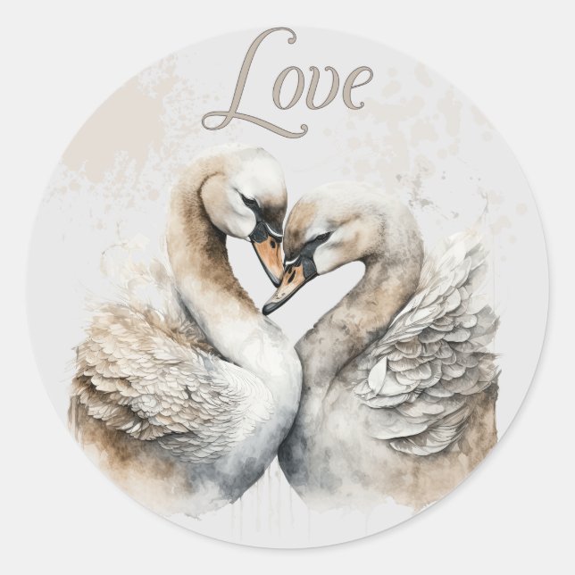 Love Swans  Classic Round Sticker (Front)