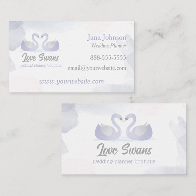 Love Swans for Couples Purple Lavender Business Card (Front/Back)