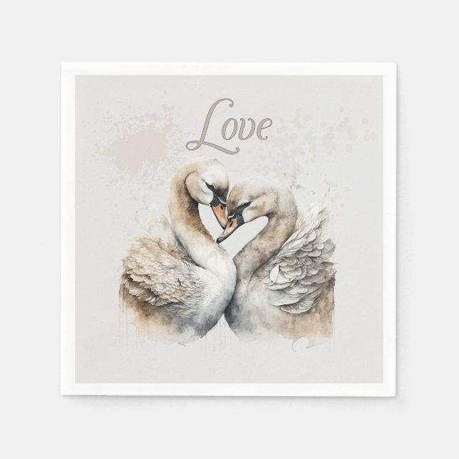 Love Swans Romantic Wedding  Napkin (Front)
