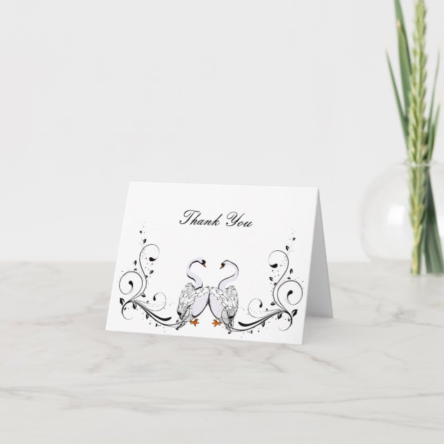 Love Swans Thank You Card (Front)
