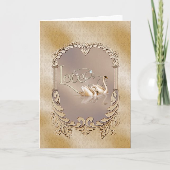 Love Swans Wedding Card (Front)
