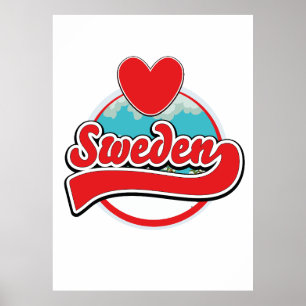 Love Sweden vintage style logo Poster