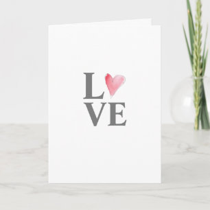 LOVE Sweet Heart Watercolor Art Blank Valentine Card