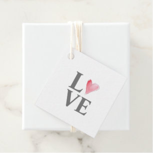 LOVE Sweet Heart Watercolor Art Couple Valentine Favour Tags