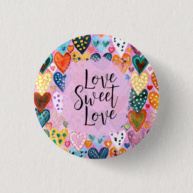Love Sweet Love Valentines Day Hearts Bright Colou 3 Cm Round Badge (Front)