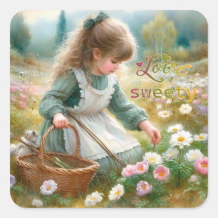 love sweety Girl Square Stickers