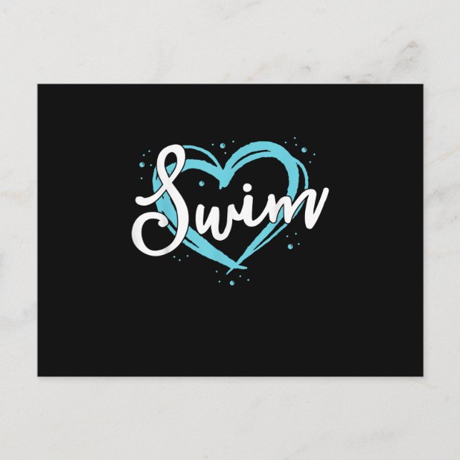 Love Swimming Swim Team  Heart Lover Blue Swimmer Announcement Postcard (Front)