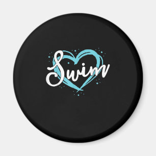 Love Swimming Swim Team Heart Lover Blue Swimmer Magnet