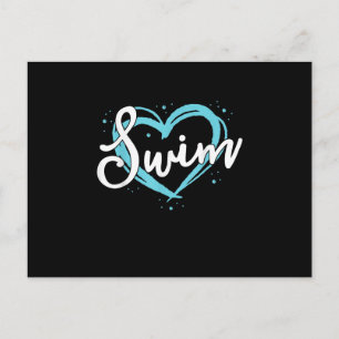 Love Swimming Swim Team Heart Lover Blue Swimmer Postcard