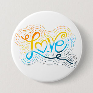 Love Swirl Doodle AroAce Pride Flag Lettering 7.5 Cm Round Badge