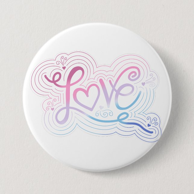Love Swirl Doodle Bigender Pride Flag Lettering 7.5 Cm Round Badge (Front)