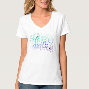 Love Swirl Doodle Gay Men's Pride Flag Lettering T-Shirt