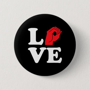 Love Symbol Asl 6 Cm Round Badge