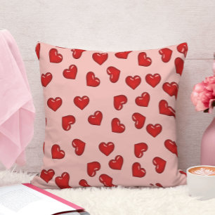 Love symphone: Red hearts pattern on vibrant pink Cushion