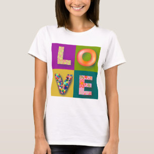LOVE t-shirt 4 letter word vibrant colours