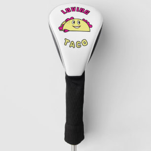 Love taco heart smiling Mexican food illustration Golf Head Cover