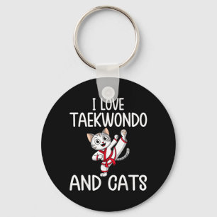 Love Taekwondo and Cats - Karate Martial Arts Cat Key Ring