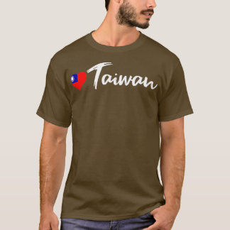 Love Taiwan Country Flag Heart Patriot Gift Black T-Shirt