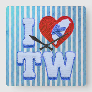 Love Taiwan slippers Square Wall Clock