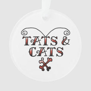 Love Tats & Cats Tattoo Style Heart Ornament