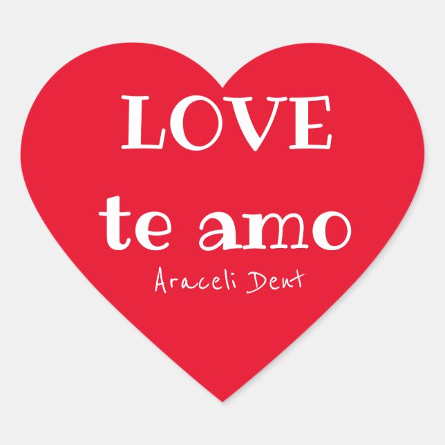 LOVE te amo Heart Sticker (Front)