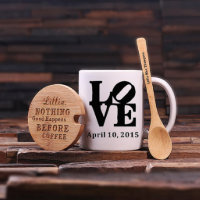Love Tea Set: Bamboo Lid, Teaspoon & Ceramic Mug