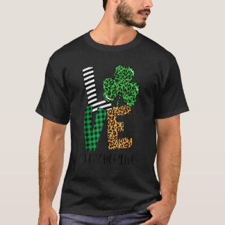 LOVE Teacher Life St Patricks Day Buffalo Plaid Sh T-Shirt