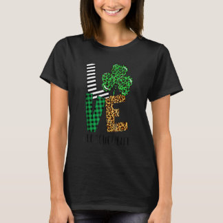 LOVE Teacher Life St Patricks Day Buffalo Plaid Sh T-Shirt