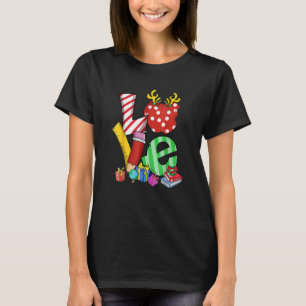 Love Teacher Math Christmas Teacher Life Matching  T-Shirt