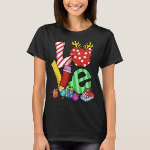 Love Teacher Math Christmas Teacher Life Matching  T-Shirt