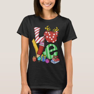 Love Teacher Math Christmas Teacher Life Matching T-Shirt