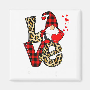 Love Teacher Squad Gnome Hearts Valentines Gnome T Magnet